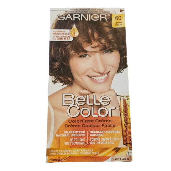Garnier Belle Color Permanent Hair Dye Light Brown 60 With Argan & Wheat Germ Oi - Picture 2 of 8